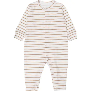 Kojenecký overall MBaby Kojenecký overálek, pyžámko bez šlapek, bavlna Proužek, béžový, vel. 68