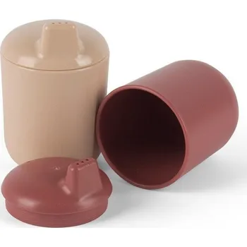 DANTOY Tiny Bio hrníčky s víčkem Nude/Red 2ks 0m+