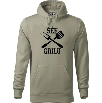 Pánská mikina Pánská mikina s potiskem Šéf grilu Velikost (muž): M, Vyberte barvu: Světlá khaki