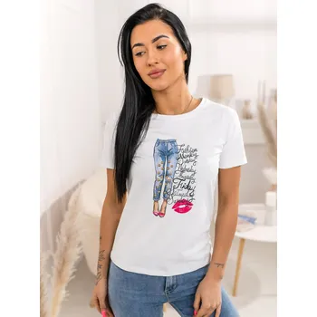 Dámské tričko Bílé dámské tričko s potiskem Bolf 95T2507 - L