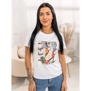 Dámské tričko Bílé dámské tričko s potiskem Bolf 95T2506 - XL