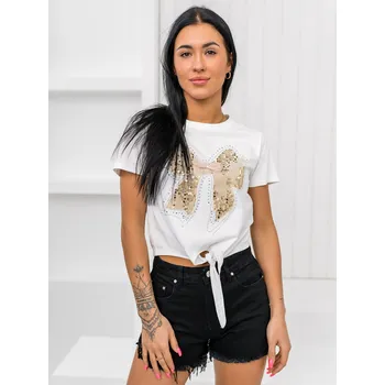 Dámské tričko Bílé dámské tričko s aplikacií Bolf 96T612 - S/M