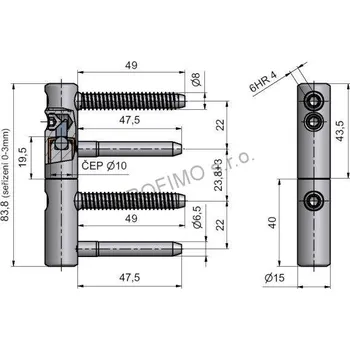 pant Závěs dveřní pant TRIO 15 bílý zinek