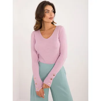 Dámský svetr Stylový fialový svetr s dlouhým rukávem AT-