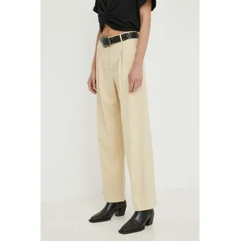 Kalhoty BA&SH GONA dámské, béžová barva, jednoduché, high waist, 1E24GONA 01X, vel. 36