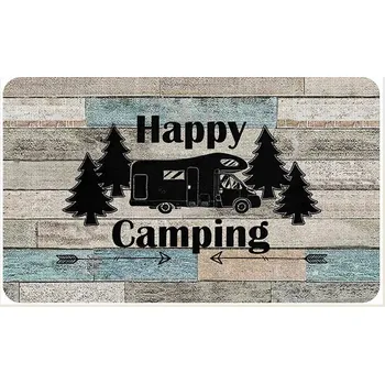 Příslušenství ke karavanu Koberec sametový s motivem obytného vozu - černý lem 80x40cm