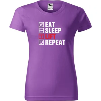 Dámské tričko Dámské tričko s potiskem Eat sleep lift Barva trička: Fialová - 64, Velikost: XS