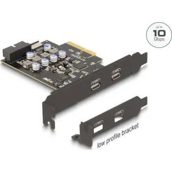 Delock Karta PCI Express x4 na 2 x externí USB Type-C™, 1 x interní USB 10 Gbps Type-E Key A a 1x 19-pin USB -low profi 90345