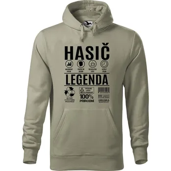 Pánská mikina Pánská mikina s potiskem Hasič legenda Velikost (muž): 2XL, Vyberte barvu: Světlá khaki