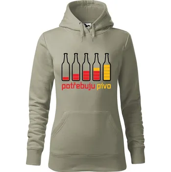 Pánská mikina Dámská mikina Potřebuju PIVO Velikost (žena): L, Vyberte barvu: Světlá khaki