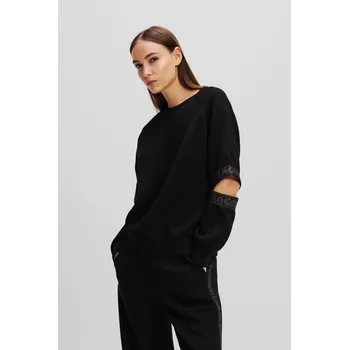 Dámská mikina MIKINA KARL LAGERFELD GLITTER LOGO TAPE SWEATSHIRT BLACK