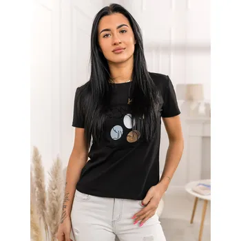 Oblečení a móda Černé dámské tričko s potiskem Bolf 95T2519 - XL