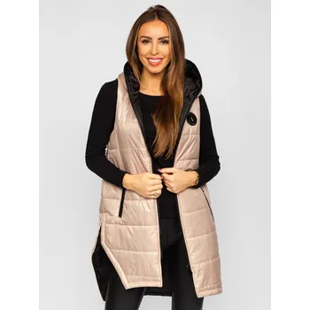 Béžová dámská prodloužená prošívaná vesta Bolf B0122 - XL
