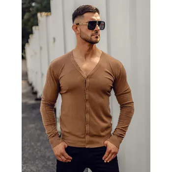 Pánský svetr Hnědý pánský svetr na zip cardigan Bolf YY06A - XL