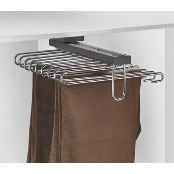 Výsuvný věšák na kalhoty Elegance - 9 ramen, 350x430x155 mm, chrom - antracit (Výsuvný věšák na kalhoty Elegance - 9 ramen, 350x430x155 mm, chrom - antracit)
