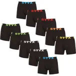 Styx 10PACK pánské boxerky long sportovní guma černé (10U9601) M