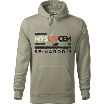 Pánská mikina Pánská mikina s potiskem Myslivcem se narodíš Velikost (muž): M, Vyberte barvu: Světlá khaki