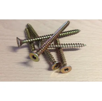 Vrut Vrut do dřeva 5x80/T25 celý závit TORX 100ks (Vrut do dřeva TORX žlutý pozink)