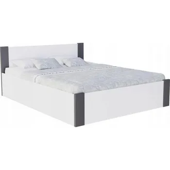 Postel Manželská postel 160x200 cm BOSTON BÍLÁ - ŠEDÁ