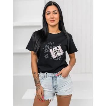 Dámské tričko Černé dámské tričko s aplikacií Bolf 97T2110 - M/L