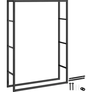 tectake Tuby 405378 regál na palivové dřevo 100,5 x 25 x 150 cm černý