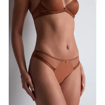 Souprava dámského spodního prádla Kalhotky brazilského střihu AUBADE (4M22-05), Velikost S, Barva hnědá