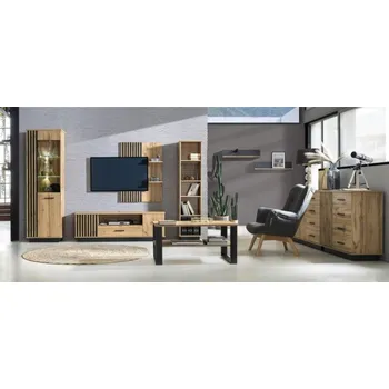 Obývací pokoj Dolmar Obývací stěna Lamelo sestava 5 LED osvětlení: Bez LED osvětlení