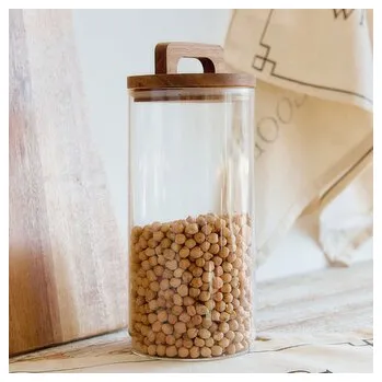 Dóza na potraviny Skleněná dóza | CARLOS | velká s akátovou rukojetí | 1,2 l | 892542 Homla