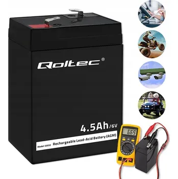 Záložní baterie AKUMULÁTOR 6V 4.5AH QOLTEC LONGLIFE VRLA BEZÚDRŽBOVÝ UPSY HRAČKY