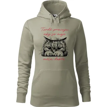 Pánská mikina Dámská mikina Tvrdě pracuju kočka Velikost (žena): 2XL, Vyberte barvu: Světlá khaki