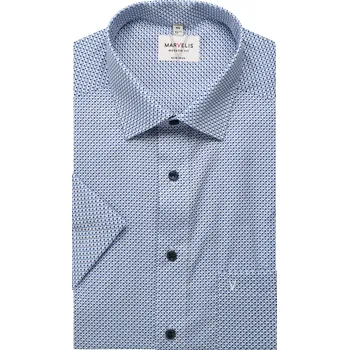 Pánská košile Marvelis Modern Fit pánská společenská košile s krátkým rukávem 7224 12 11 Modrá 48