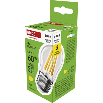 Žárovka EMOS LED Filament Mini Globe E27 5,9W 230V 806lm 4000K