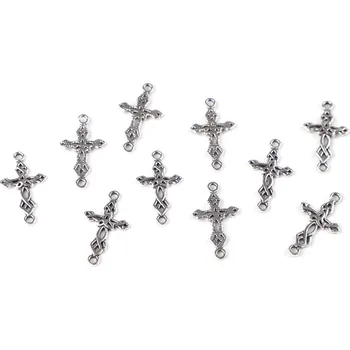 Přívěsek Výprodej - Ozdobný díl / přívěsek křížek 13x22 mm - platina 10ks Varianta: platina, Balení: 10 ks