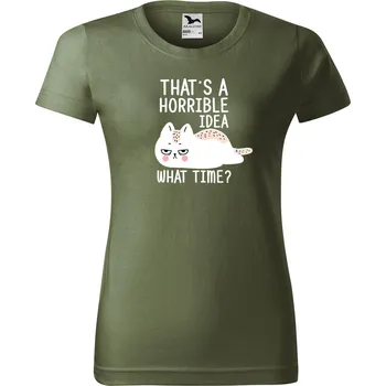 Dámské tričko Dámské tričko s potiskem What time Barva trička: Khaki - 09, Velikost: XS