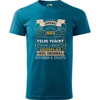 Pánské tričko Velmi vzácný Velikost: XL, Barva trička: Petrolejová
