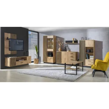 Obývací pokoj Dolmar Obývací stěna Lamelo sestava 3 LED osvětlení: Bez LED osvětlení