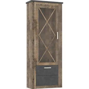 Komoda Vitrína jednodveřová POLINA barva dub kolonial/matera