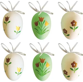 Velikonoční dekorace Anděl Přerov Vajíčka plastová na zavěšení 6 cm, 6 ks v sáčku