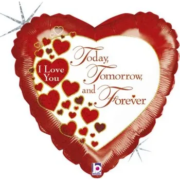 Balónek Srdce - Miluji Tě dnes, zítra a navždy 18"/46cm fóliový balónek nafukovací