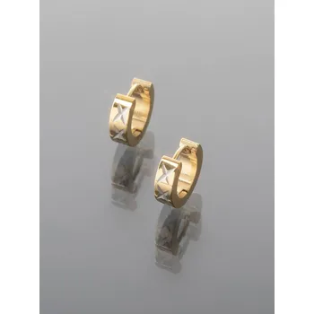 Náušnice Prosperk Náušnice zlaté ocelové kroužky s rytím