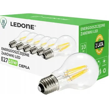 Žárovka 6x LED žárovka filament E27 A60 10W teplá bílá retro CLEAR Sada LED žárovek