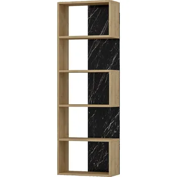 Obývací stěna SUDAL policový regál, dub / černý mramor