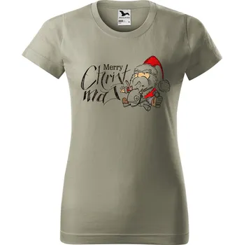 Dámské tričko s potiskem Merry Christmas Barva trička: Světlá khaki - 28, Velikost: M