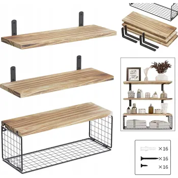 police PÓŁKA WISZĄCA 3+1SZT ZÁVĚSNÁ POLICE NA ZEĎ INDUSTRIAL LOFT CRAFT STOJAN NA ZEĎ SADA