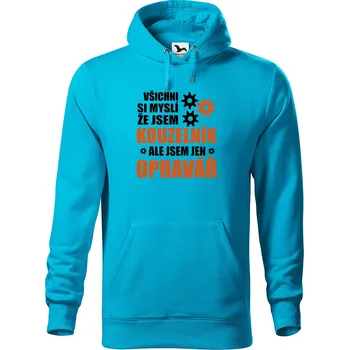 Pánská mikina Pánská mikina s potiskem Kouzelník opravář Velikost (muž): XL, Vyberte barvu: Tyrkysová