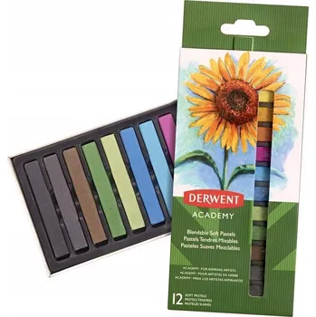SUCHÉ PASTELKY Profesionální sada - měkké, 12 barev. Academy pastel Derwent