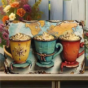 Plechová cedule BAF RETRO plechová cedule 2D - HRNKY NA KÁVU 30 X 20 cm