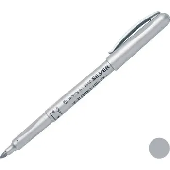 STŘÍBRNÝ permanentní popisovač 1,5-3 mm Centropen METALICKÝ ozdobný FLAMASTER