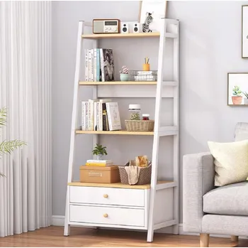 Knihovna CAIRO regál se šuplíky bílá/buk