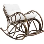 Relaxační houpací křeslo AGATON, tmavě hnědé/béžové, ratan, 55x130x100 cm